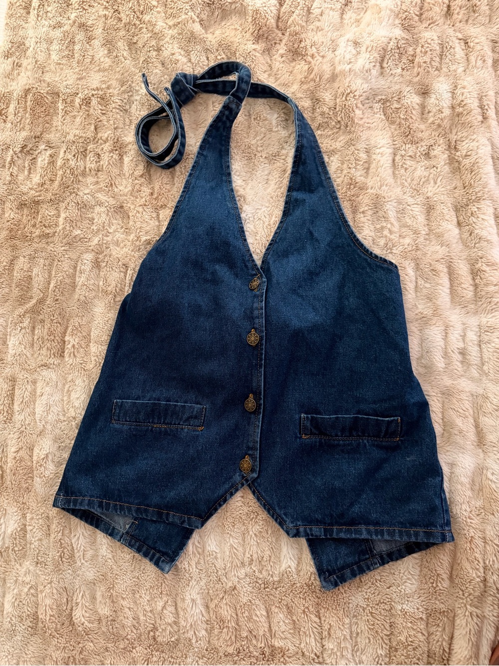 Lioness Denim Halter Top - Dark Denim